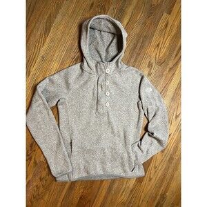 The North Face Pullover Hooded Sweater Womens Size M Gray Half Zip/Button